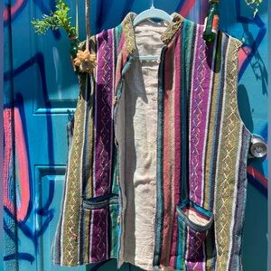 Multicolor Woven Hippie Vest
